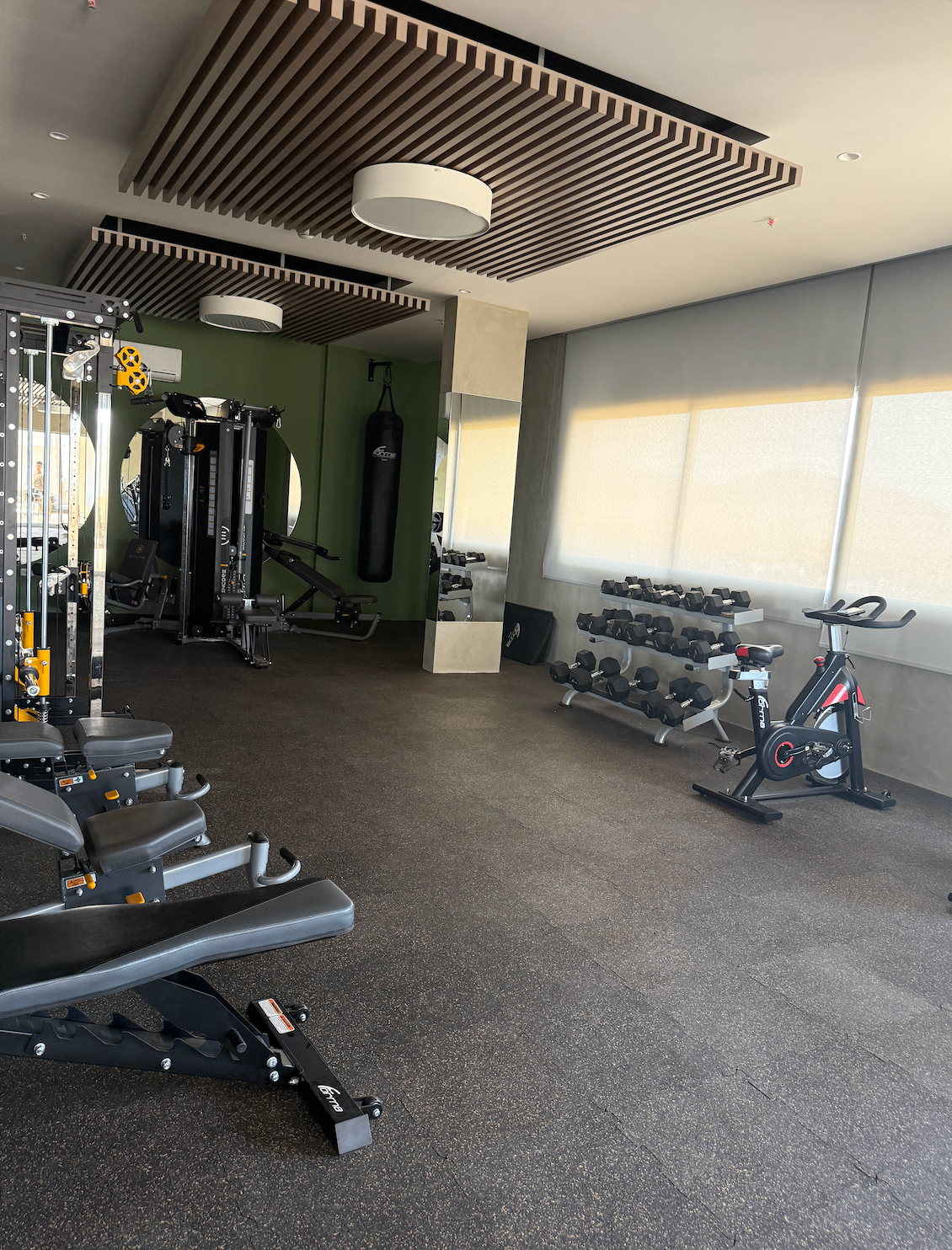 Zona de pesas y cardio del gimnasio